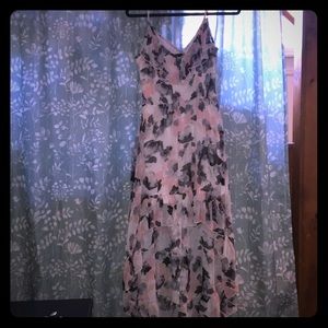 Grey and pink high low dress